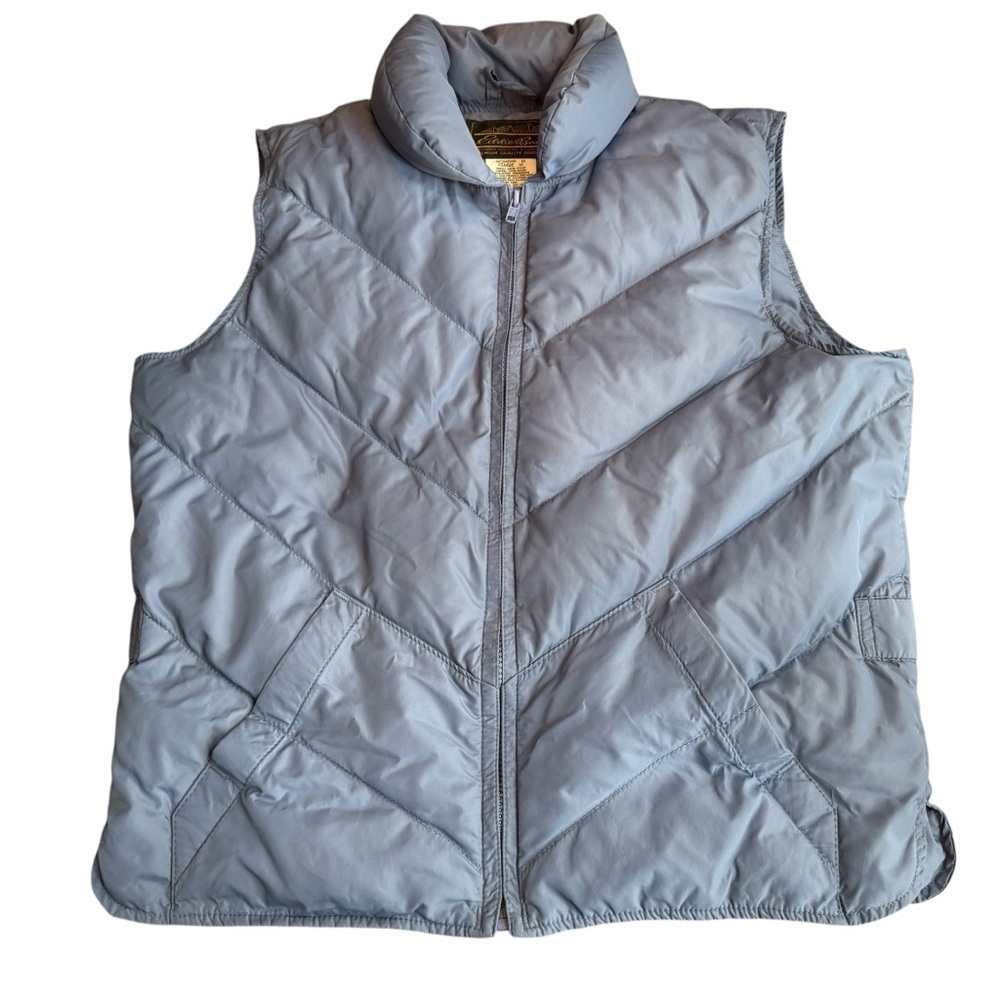 Vintage Eddie Bauer Women’s Size M Down Puffer Vest Slate Blue Outdoor Layer 90s